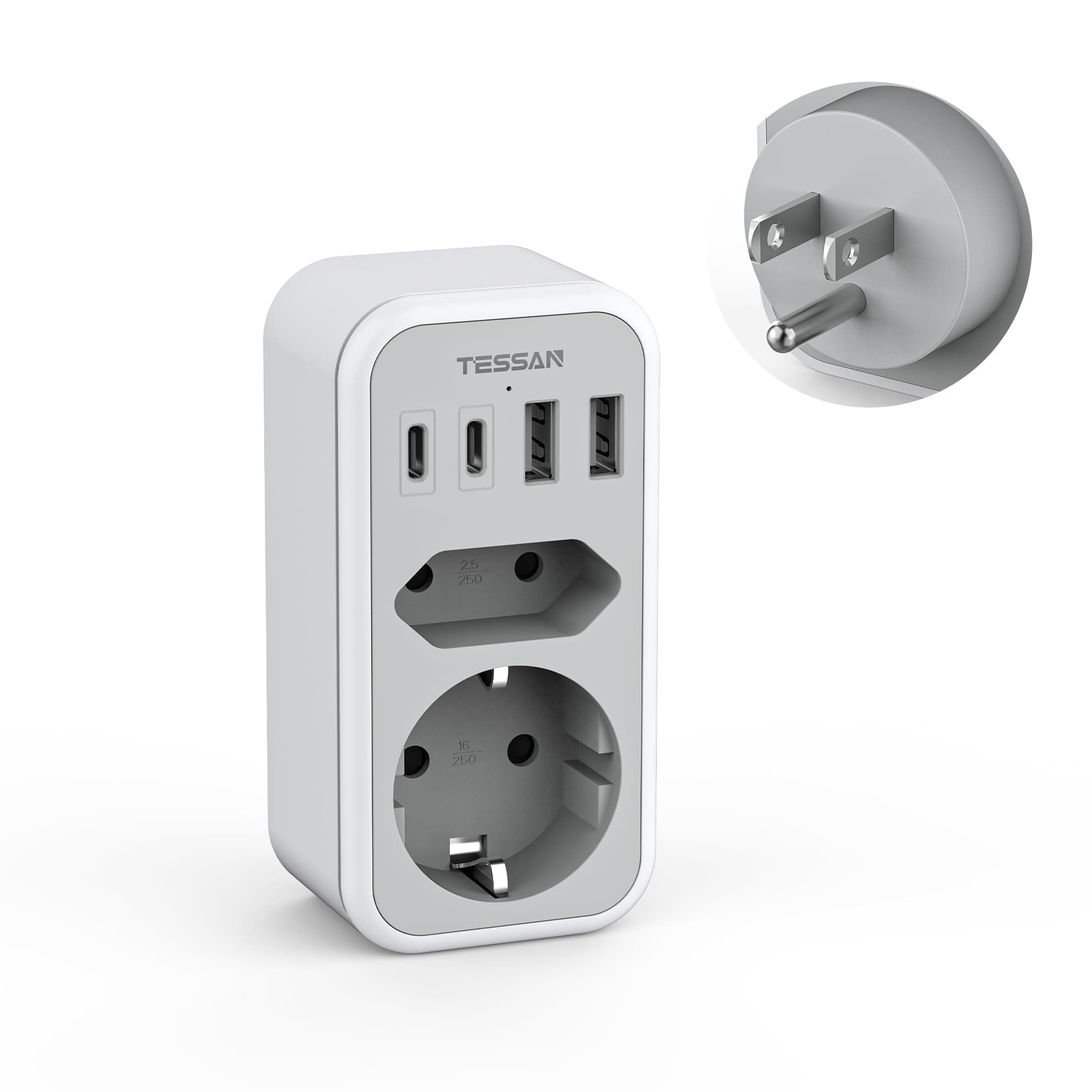 TESSAN Adapter USA Deutschland Stecker, 6 in 1 Reiseadapter 🌎🔌