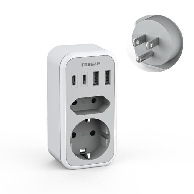 TESSAN Adapter USA Deutschland Stecker, 6 in 1 Reiseadapter 🌎🔌