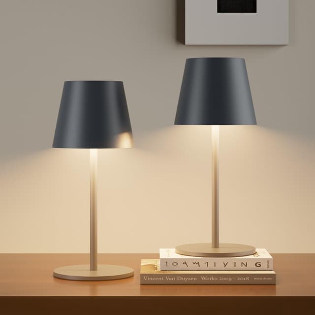 lundwa Dimmbare 2 Stück LED Akku Tischleuchte 26CM