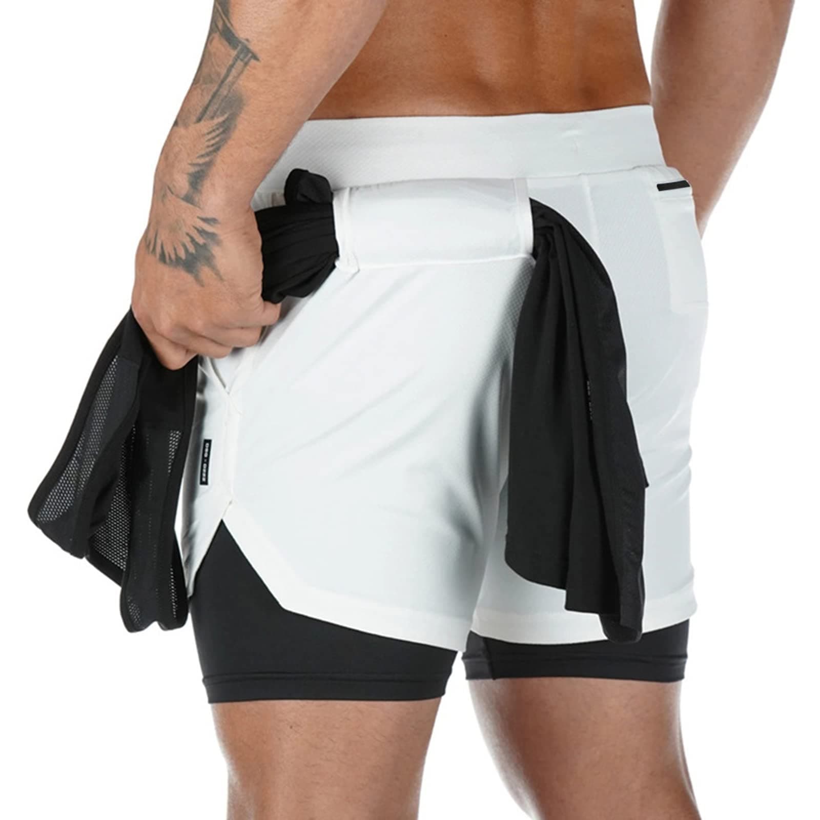 🏃‍♂️ Superora Herren Sport Shorts 2-in-1 Laufshorts mit Taschen - XS Weiß