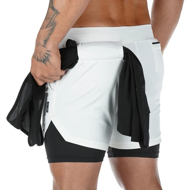 🏃‍♂️ Superora Herren Sport Shorts 2-in-1 Laufshorts mit Taschen - XS Weiß