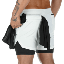 🏃‍♂️ Superora Herren Sport Shorts 2-in-1 Laufshorts mit Taschen - XS Weiß