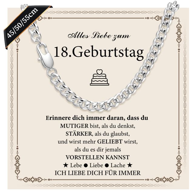 XUANPAI 18. Geburtstag Junge Halskette Herren Silberkette - Geburtstagsgeschenk 🎁