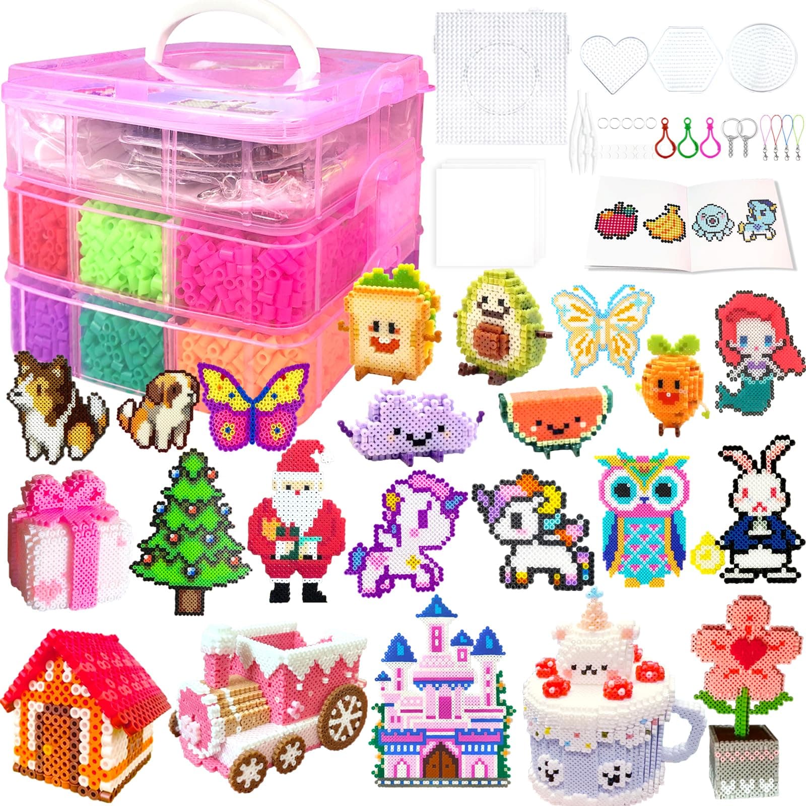 🎨 11000 Stück Bügelperlen Set, 20 Farben 5MM Steckperlen mit Aufbewahrungsbox