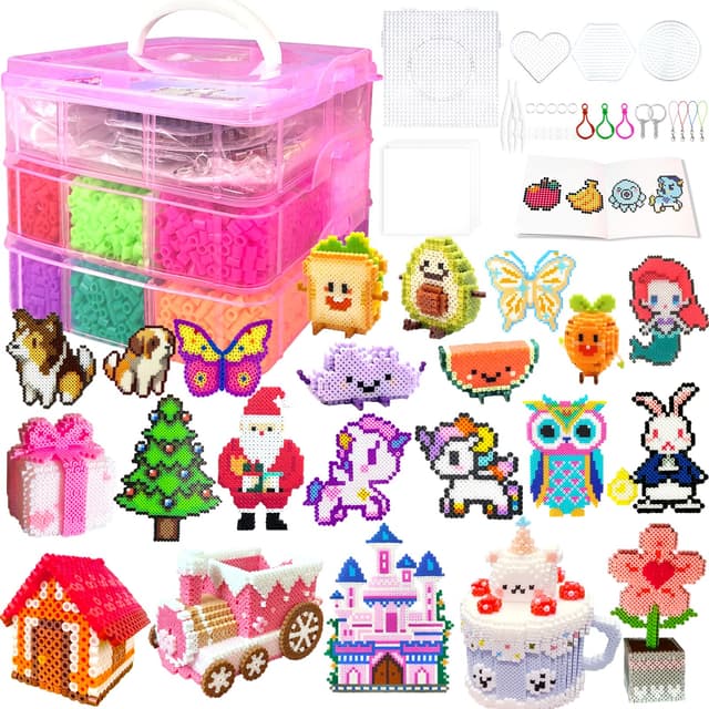 🎨 11000 Stück Bügelperlen Set, 20 Farben 5MM Steckperlen mit Aufbewahrungsbox