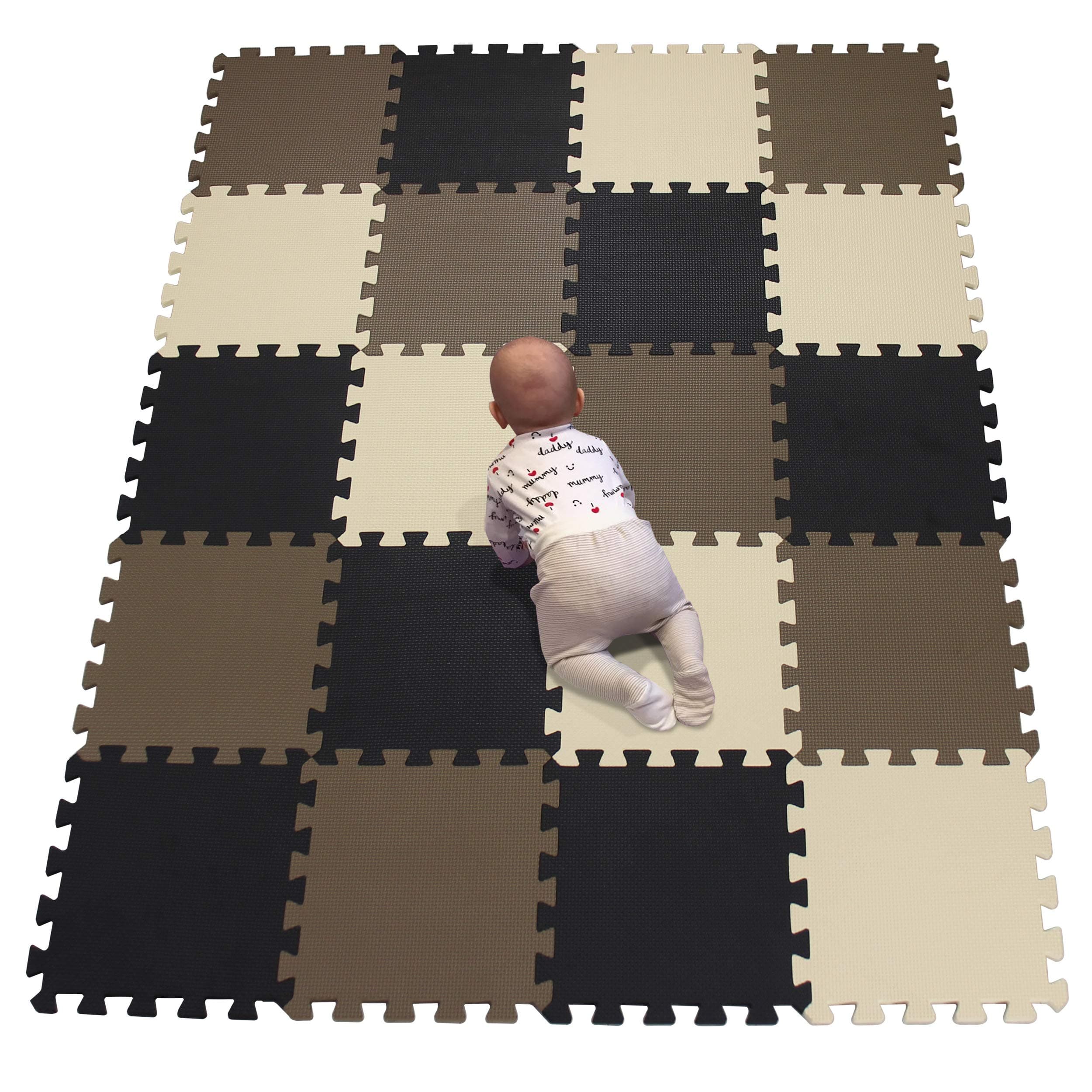 🧩 YIMINYUER® 20 Teilige Puzzlematten Baby Spielmatte R04R06R10G301020 142×114CM Schwarz Braun Beige