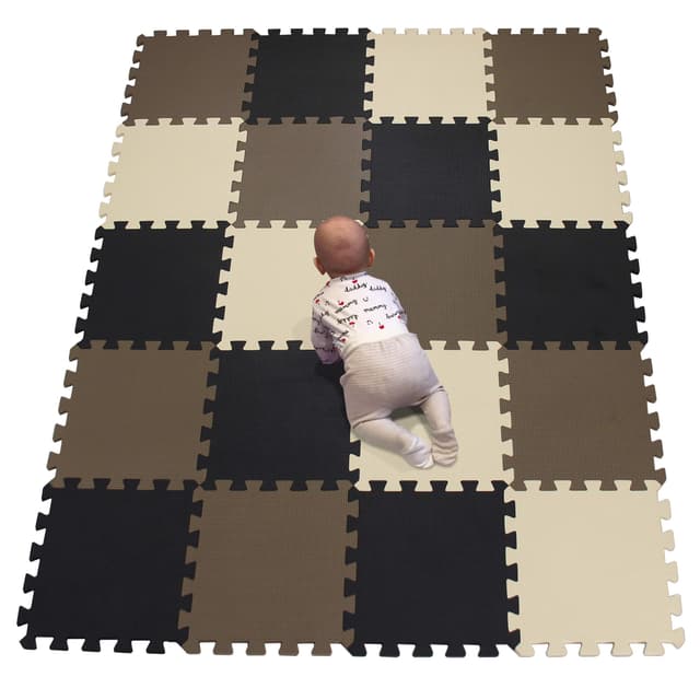 🧩 YIMINYUER® 20 Teilige Puzzlematten Baby Spielmatte R04R06R10G301020 142×114CM Schwarz Braun Beige