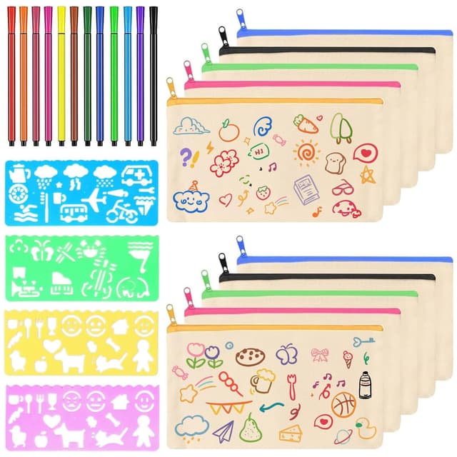 YHSKJCD 10 Stück DIY Stoff Federmäppchen zum Bemalen 🎨