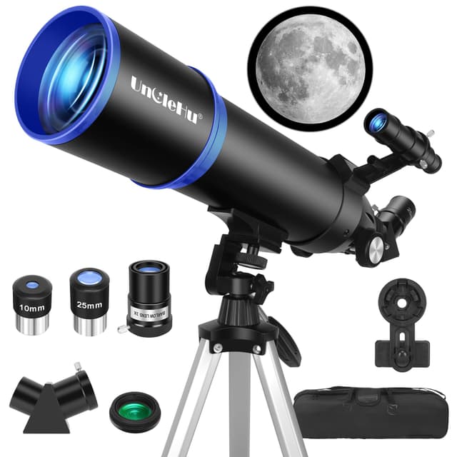 🔭🌌 Teleskop für Astronomie für Kinder & Erwachsene Anfänger, 24x-180x, 80mm Öffnung 600mm astronomisches Refraktor-Teleskop 🌙🔭