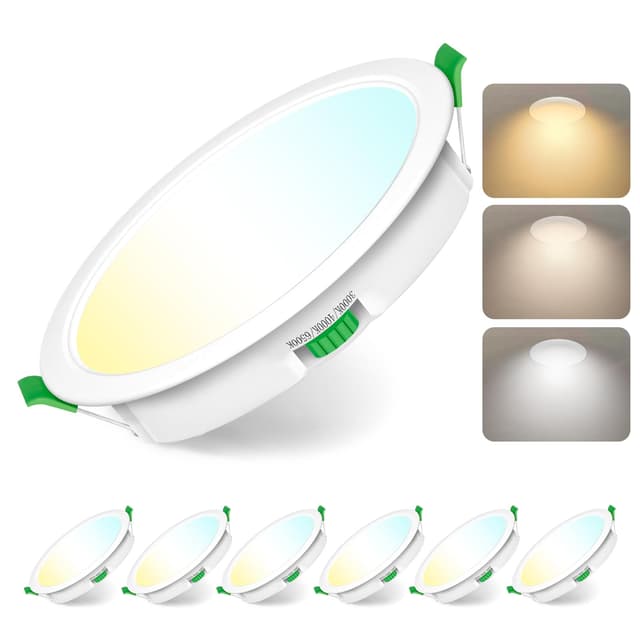 Jaenmsa LED Spots 230V, Einbaustrahler LED, 12W 125-135mm EinbauØ, IP44, Dimmbar, LED Deckenspots Flach 🔆 3000K/4000K/6500K, Badezimmer, Küche, Wohnzimmer, 6er Set