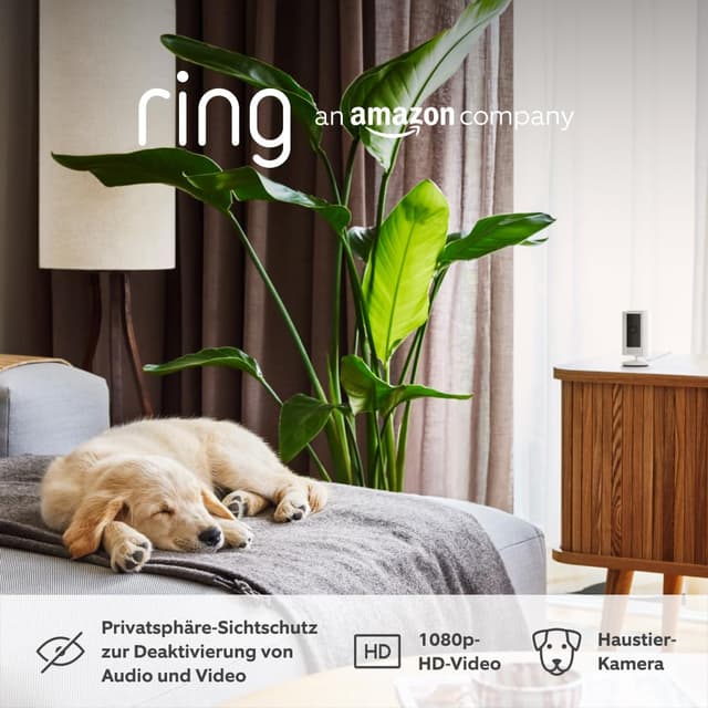 🏡📹 Zertifiziert und generalüberholt Ring Innenkamera (Indoor Camera 2. Gen.) | Überwachungskamera für den Innenbereich | 1080p-HD-Video, Privatsphäre-Sichtschutz, WLAN, ideal für Haustiere
