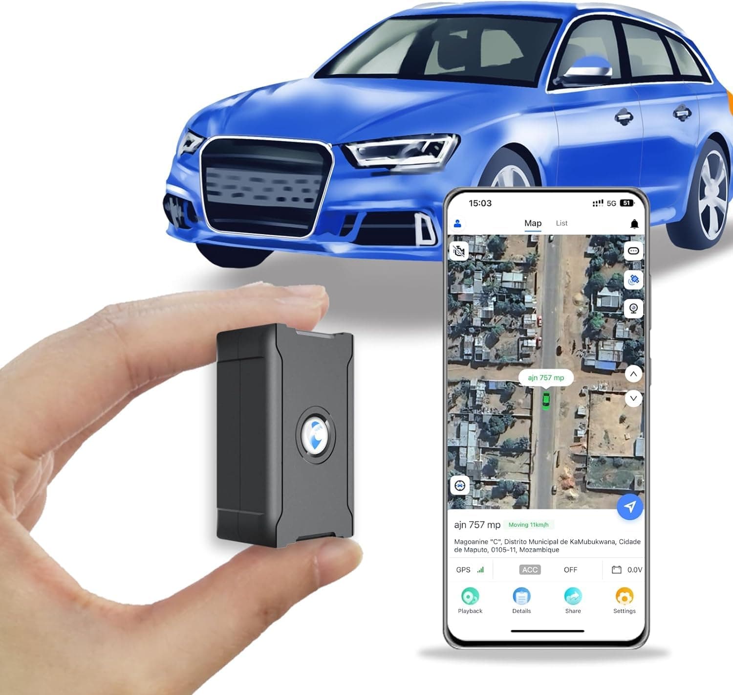 🌐 Wanwaytech GPS Auto Tracker mit Magnet | Live-Tracking-Sender für Autos