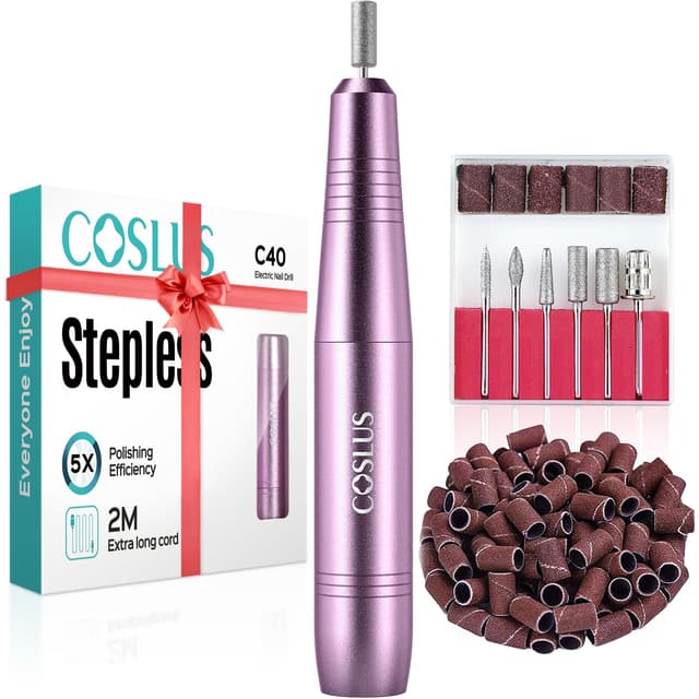 COSLUS Elektrische Nagelfräser für Gelnägel: 20000 u/Min Draht Einstellbare Geschwindigkeit und Drehrichtung Maniküre und Pediküre Set