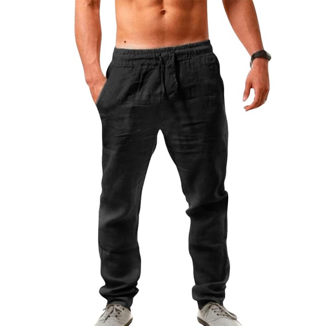 Puimentiua Leinenhose Herren - Sommerhose in Schwarz 🌞