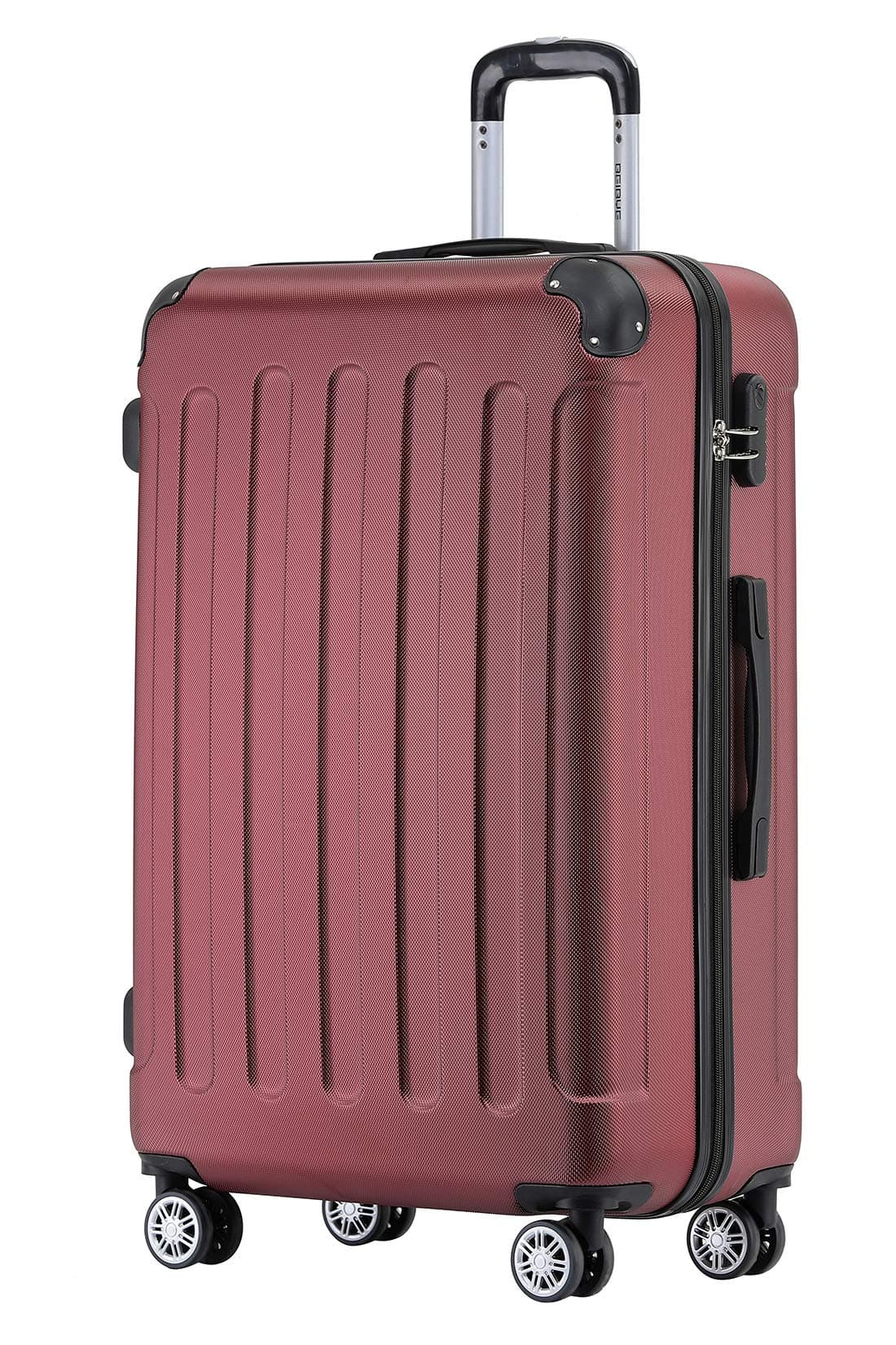 🧳 BEIBYE Hartschalen-Koffer Trolley Rollkoffer Reisekoffer Handgepäck 4 Rollen (M-L-XL-Set) (Weinrot, L) Weinrot L 🧳