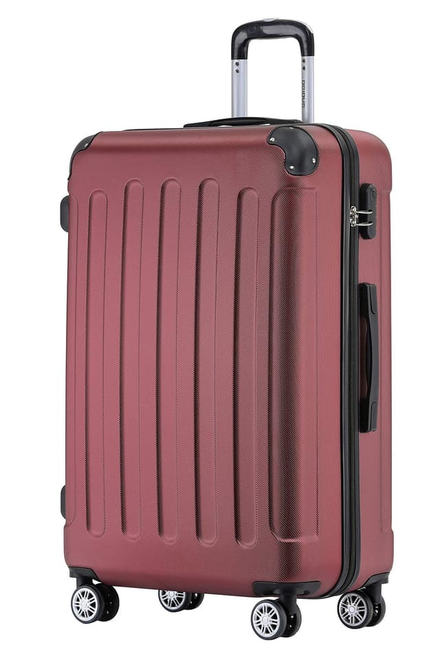 🧳 BEIBYE Hartschalen-Koffer Trolley Rollkoffer Reisekoffer Handgepäck 4 Rollen (M-L-XL-Set) (Weinrot, L) Weinrot L 🧳