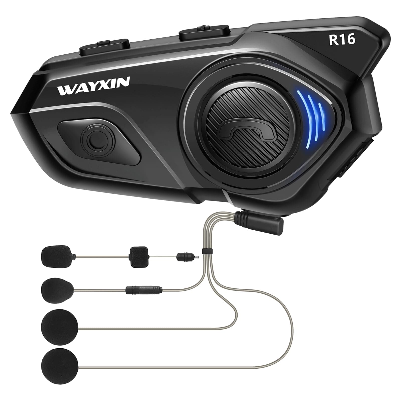 WAYXIN R16 Motorrad Bluetooth Headset – Intercom mit Dual-Chip, Multi-Audio, IP67 wasserdicht