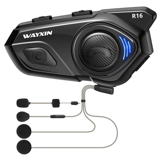 WAYXIN R16 Motorrad Bluetooth Headset – Intercom mit Dual-Chip, Multi-Audio, IP67 wasserdicht
