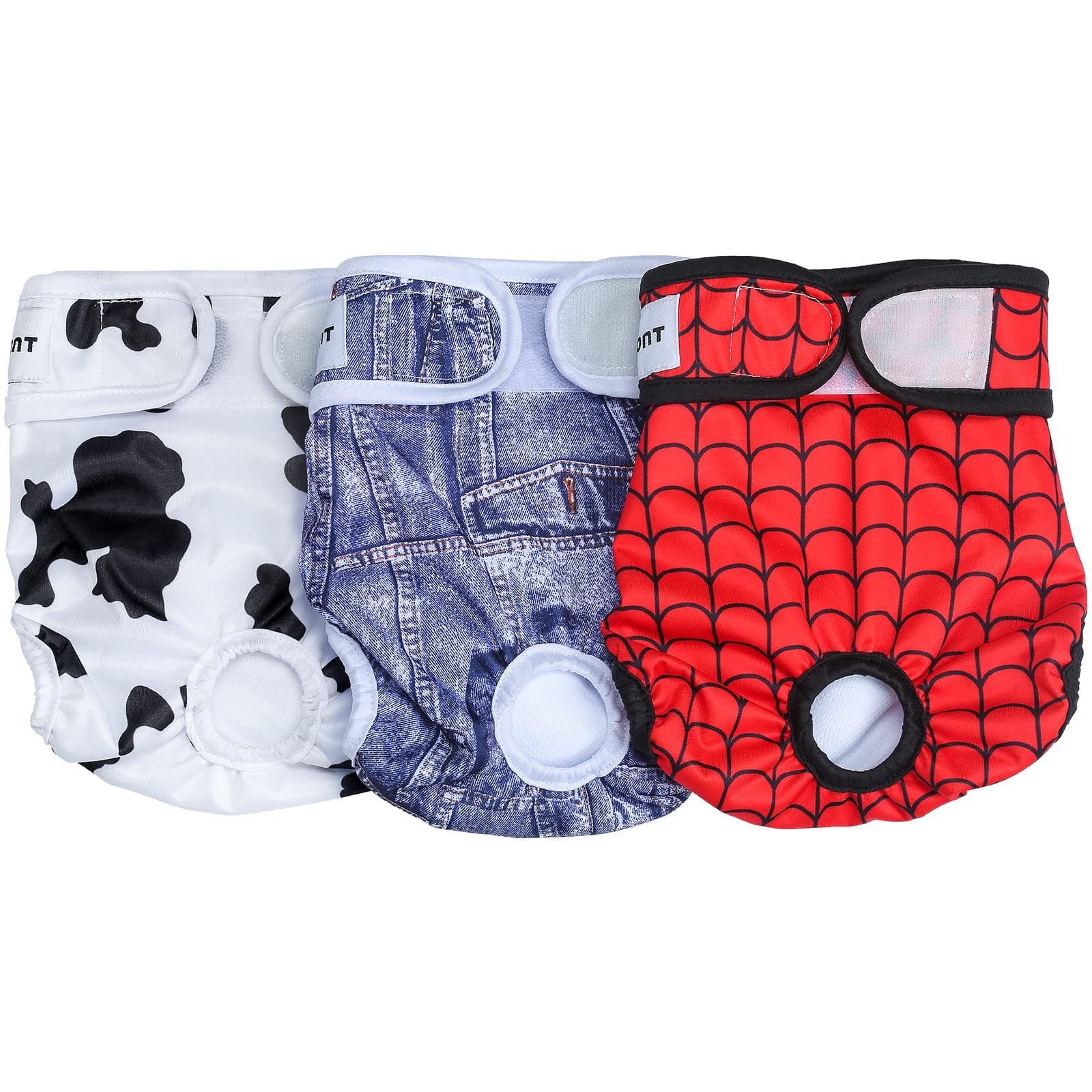 Avont 3 Stück Wiederverwendbare Hundewindeln 🐾🌍 - Rot/Blau/Weiß L(45.5 - 61cm)