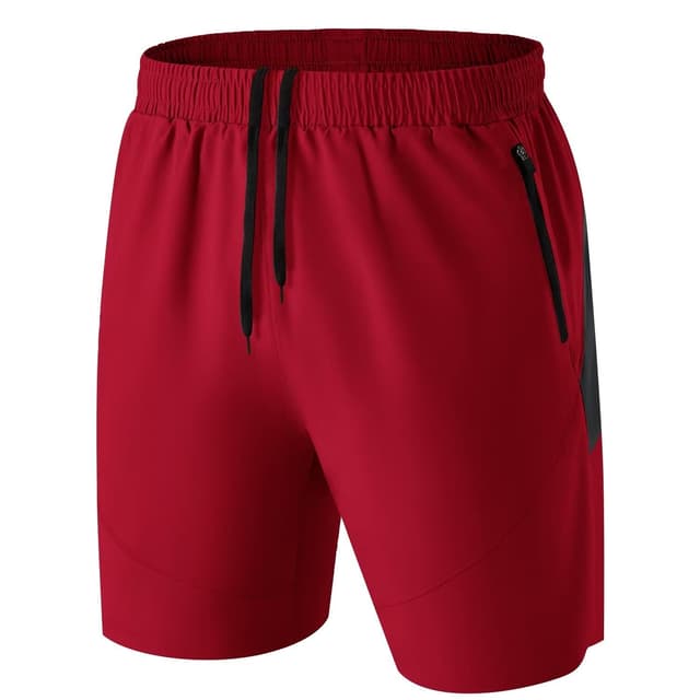 Herren Sport Shorts Kurze Hose Schnell Trocknend Sporthose Leicht mit Reißverschlusstasche XXL Rot 🏃‍♂️🩳