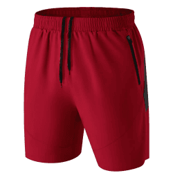 Herren Sport Shorts Kurze Hose Schnell Trocknend Sporthose Leicht mit Reißverschlusstasche XXL Rot 🏃‍♂️🩳