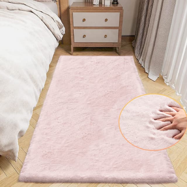 ORINOVA Teppich Läufer Schlafzimmer Flauschig Waschbar Rosa 60x180 cm 🌸🏡
