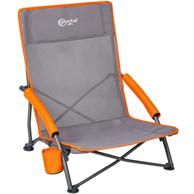 🏖️ Portal Strandstuhl klappbar leicht Campingstuhl faltbar niedrig Grau 1 PCS