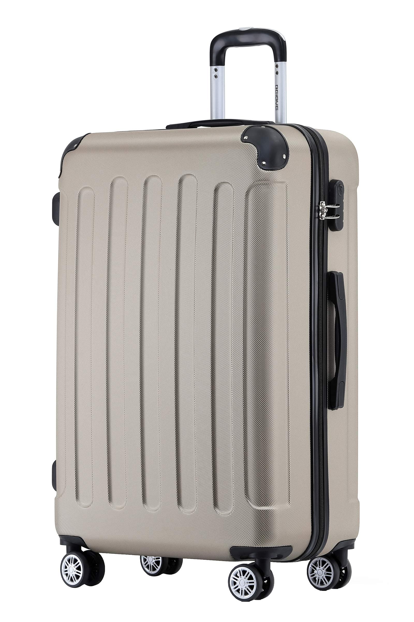 🧳 BEIBYE Hartschalen-Koffer Trolley Rollkoffer Reisekoffer Handgepäck 4 Rollen (M-L-XL-Set) (Champagner, L) Champagner L - Angebot!