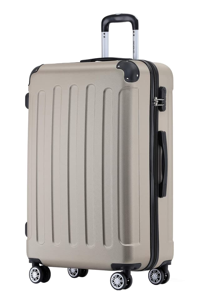 🧳 BEIBYE Hartschalen-Koffer Trolley Rollkoffer Reisekoffer Handgepäck 4 Rollen (M-L-XL-Set) (Champagner, L) Champagner L - Angebot!