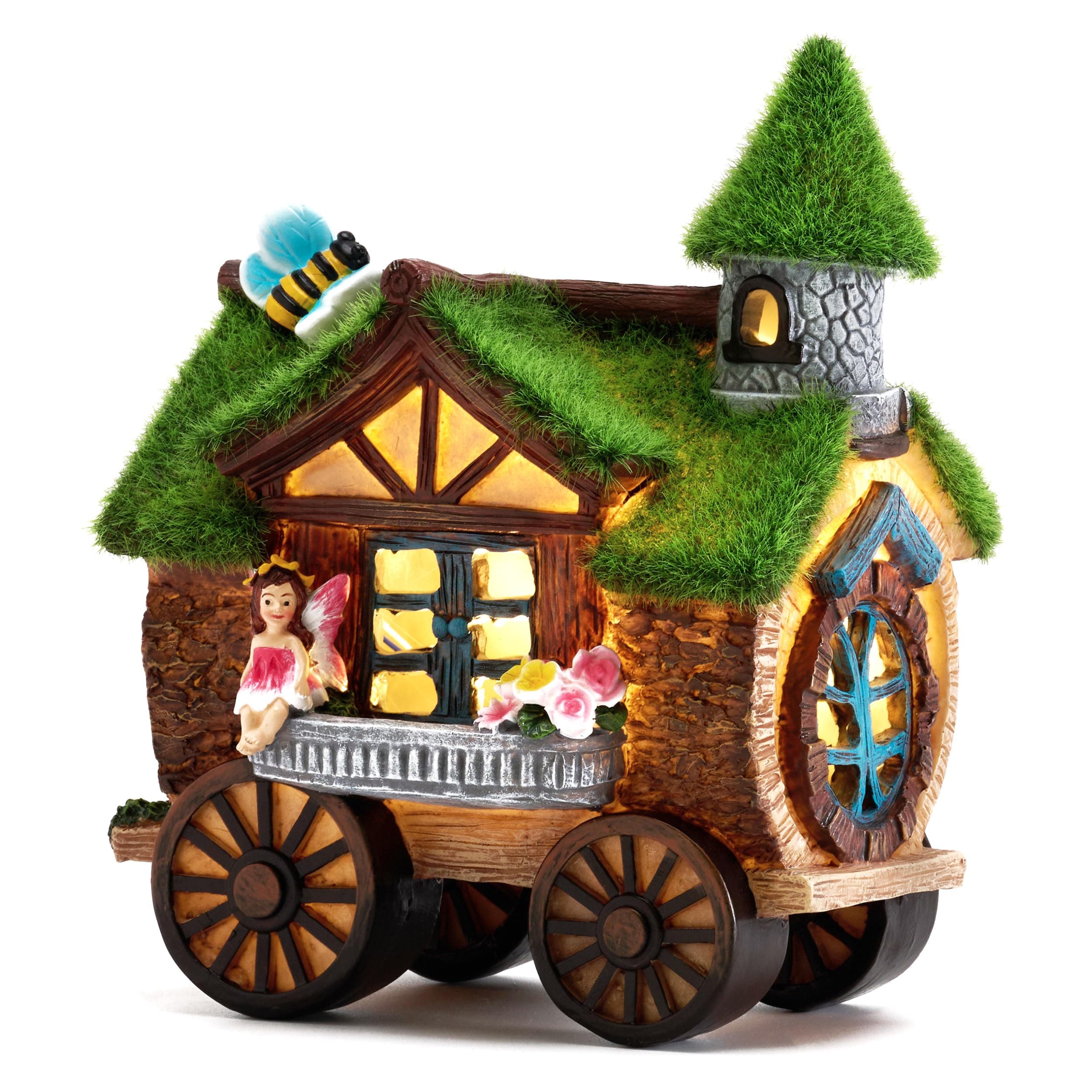 TERESA'S COLLECTIONS Gartendeko für Draußen Solarleuchte Feenhaus 🧚‍♂️🌿🏡