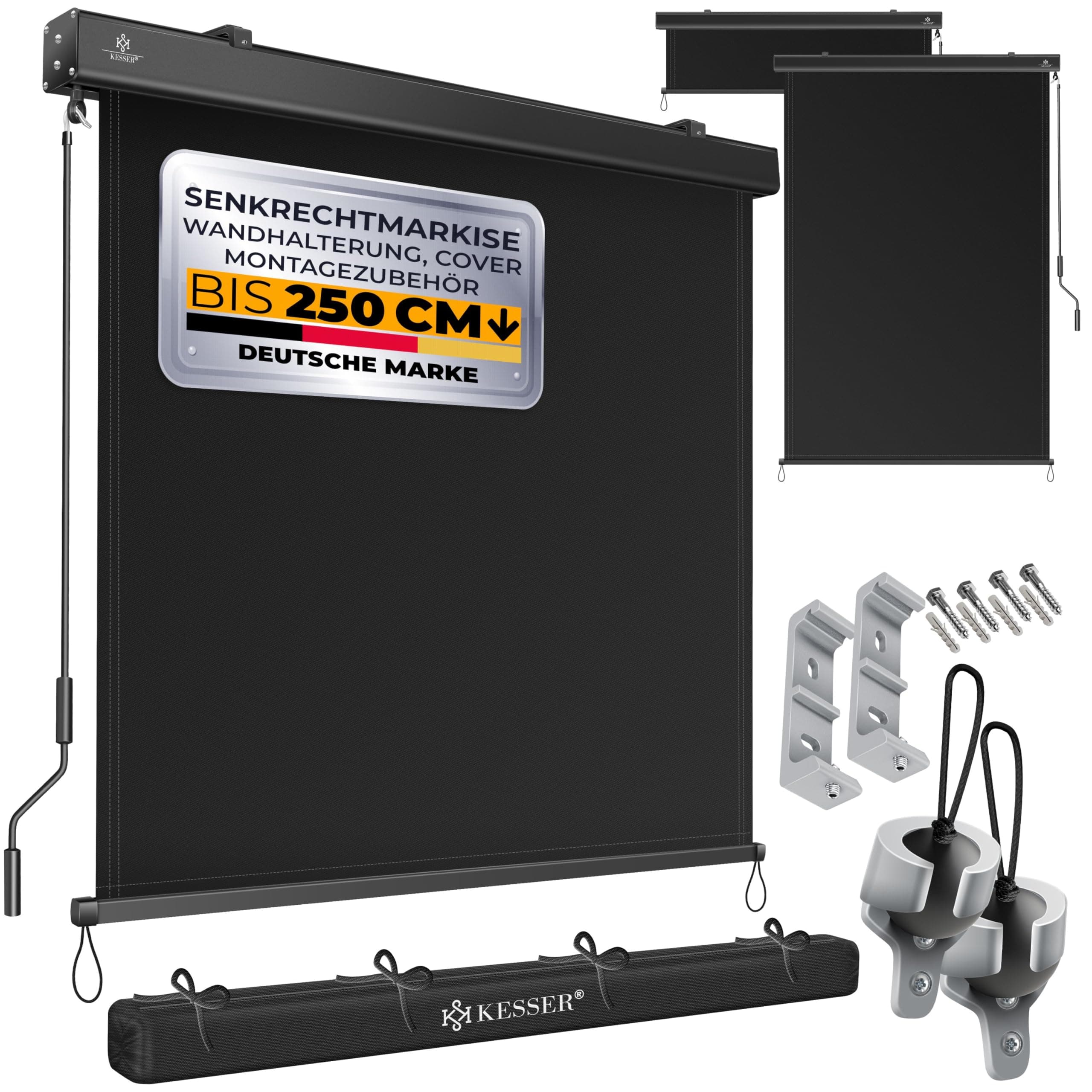 KESSER® Senkrechtmarkise 140x250cm Außenrollo ☀️ Balkonrollo Sonnenschutz mit Kurbel