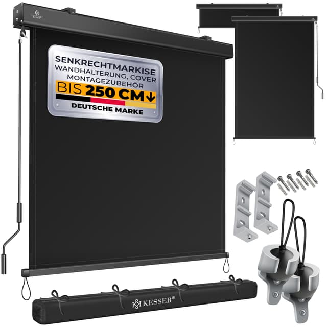 KESSER® Senkrechtmarkise 140x250cm Außenrollo ☀️ Balkonrollo Sonnenschutz mit Kurbel