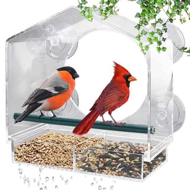🐦 Fenster Vogelfutterhaus Acryl | Großes Futterhaus für Vögel 🌻