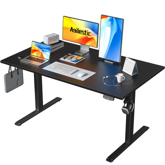 Agilestic Höhenverstellbarer Schreibtisch 140 x 80 cm 🌟 Ergonomisch & Stabil 🌟