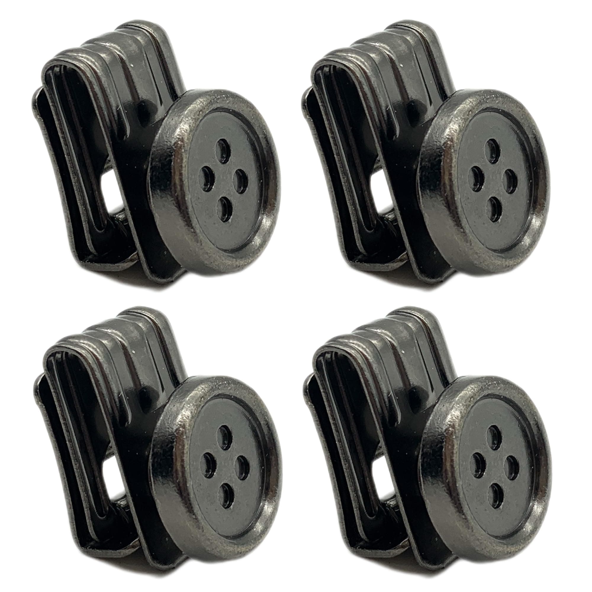 👖 DHER 4 Stück Hosenträger Clips Hosenträgerknopf, Kein Nähen Hosenträger Knöpfe Knopf ohne Nähen, Hosenträgerknopf-Clip, Hosenträgerknopf-Endclip, Hosenträger-Verstellschnalle (Schwarz) 👖