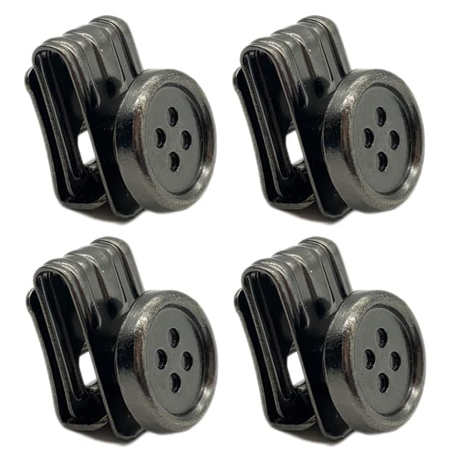 👖 DHER 4 Stück Hosenträger Clips Hosenträgerknopf, Kein Nähen Hosenträger Knöpfe Knopf ohne Nähen, Hosenträgerknopf-Clip, Hosenträgerknopf-Endclip, Hosenträger-Verstellschnalle (Schwarz) 👖
