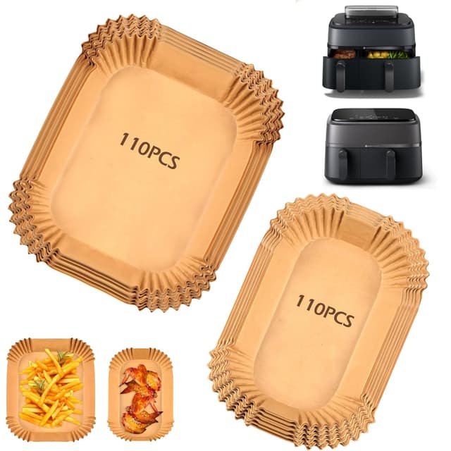 Hivio 220 Stück Airfryer Backpapier für Philips Dual Basket Airfryer 3000-serie 6L/3L, 5000-Serie 6L/3L