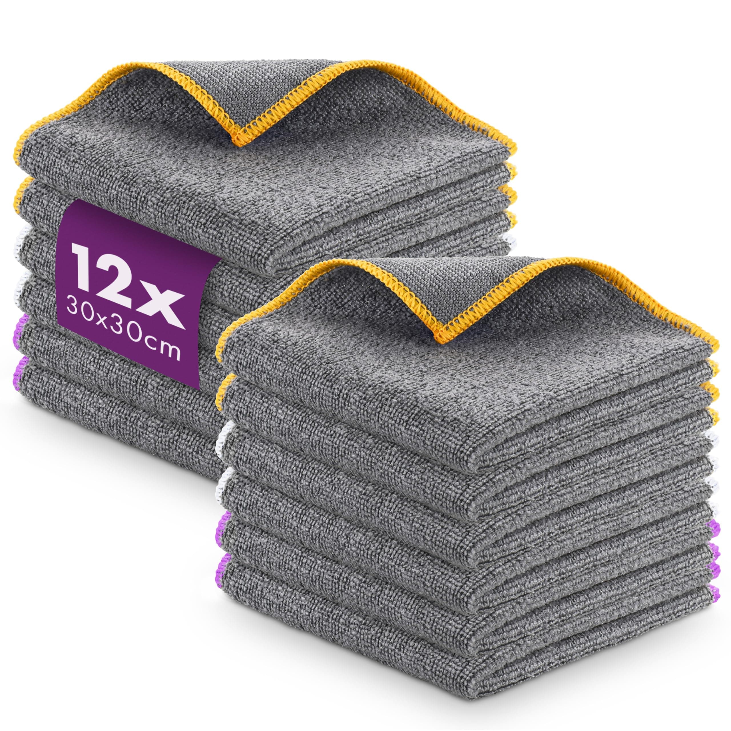🧼 Lavandola 12x Allzweck Mikrofasertücher für Deinen Haushalt 🧽 Fusselfreie & Saugstarke Putztücher