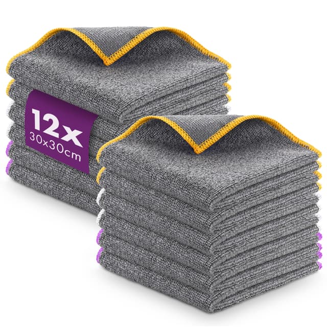 🧼 Lavandola 12x Allzweck Mikrofasertücher für Deinen Haushalt 🧽 Fusselfreie & Saugstarke Putztücher