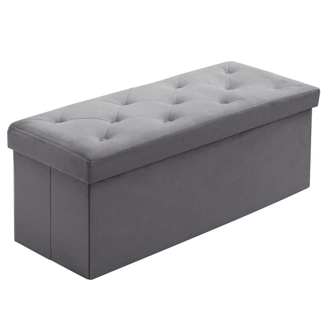 🌟 BRIAN & DANY Sitzbank mit Stauraum 110 cm - Faltbarer Sitzhocker aus Samt 🌟