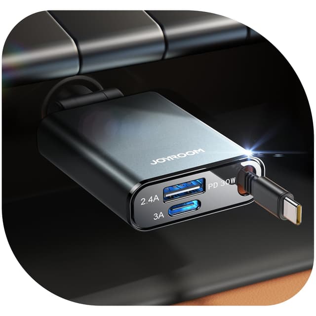 【2025 Ultra-kompakte】Einziehbares Zigarettenanzünder USB C,【3-in-1】JOYROOM 57W 12V/24V USB Adapter Auto Zubehör