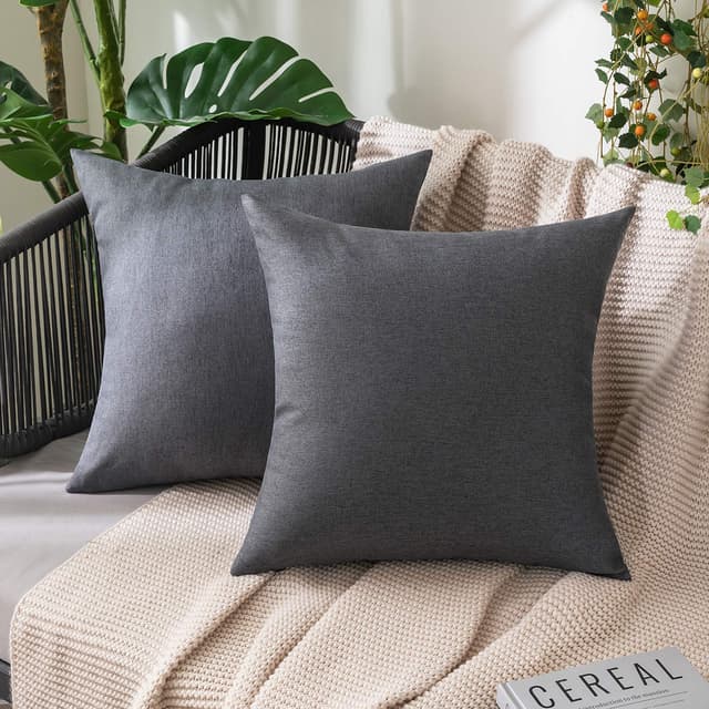 MIULEE 2er Set Wasserdicht Kissenbezug 🌿🏠🌧️ Modern Dekokissen 60x60 cm Dunkelgrau