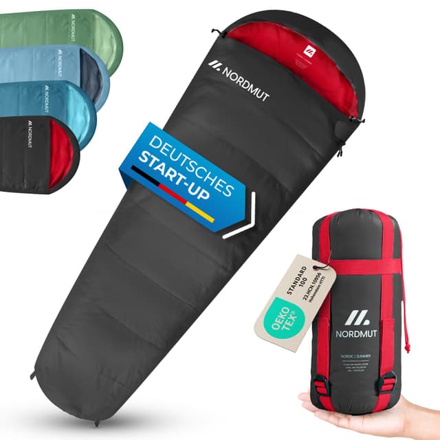 NORDMUT® Ultraleichter Sommerschlafsack für Erwachsene - Grau Mumienschlafsack für Camping & Outdoor 🌿