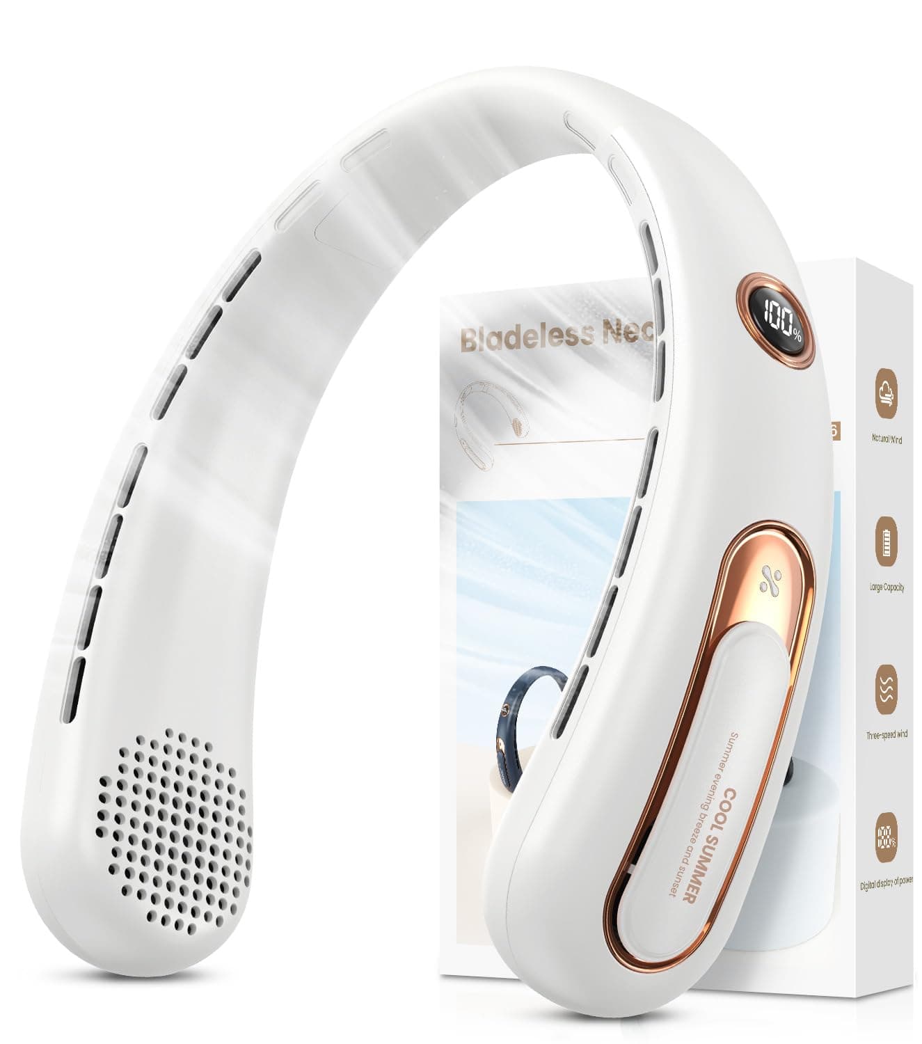 Nackenventilator Bladeless Halsventilator mit LED-Anzeige - Leise und Leistungsstark