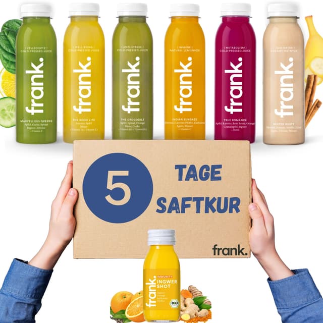 Frank Juice Saftkur 5 Tage | 30 x 330ml Säfte + 5 x 60ml Bio Ingwer shot