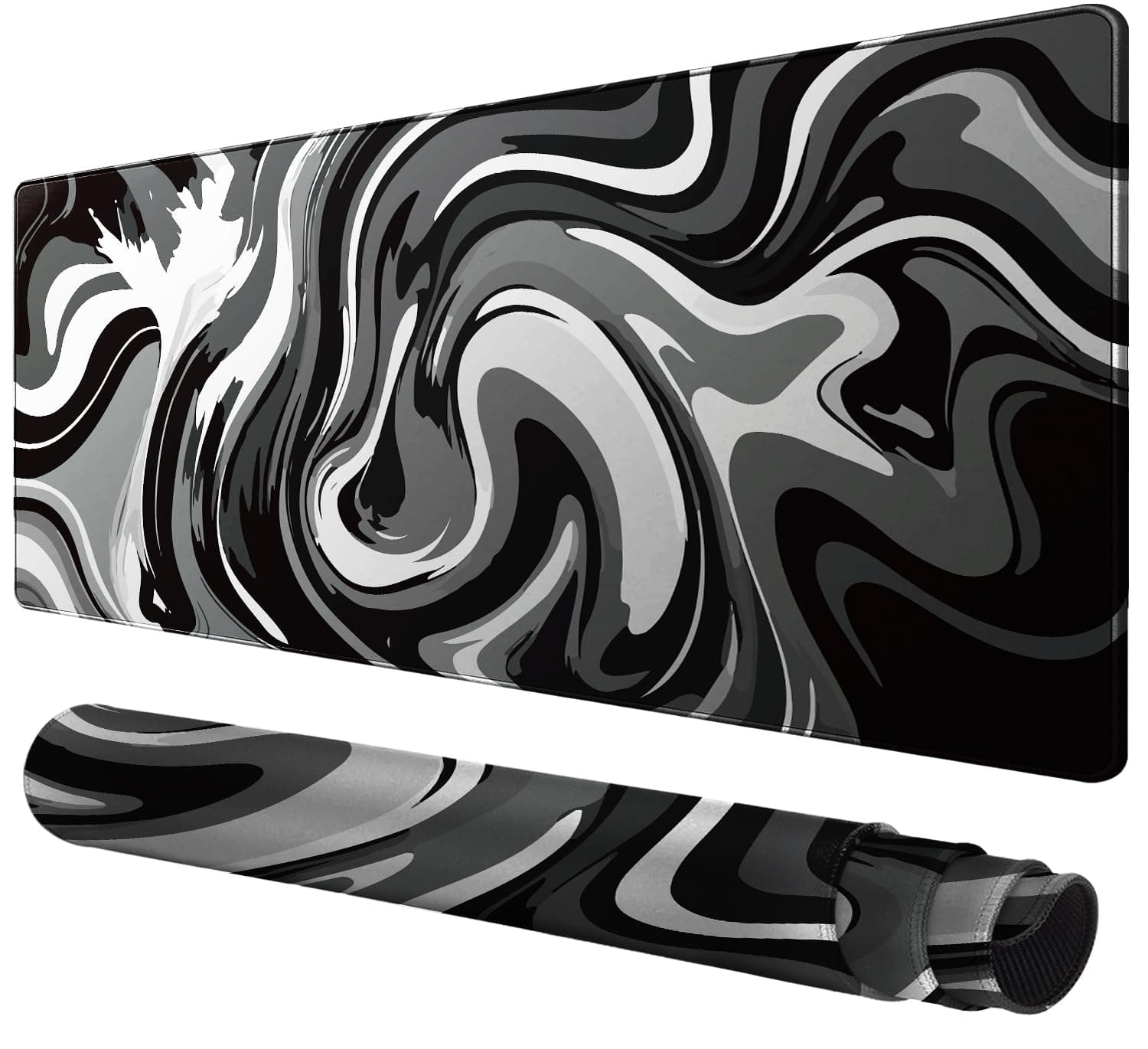 🖱️🖥️ Rcege Großer Mauspad für Schreibtisch - Black & White Abstraction 800L x 400B mm 🖱️🖥️