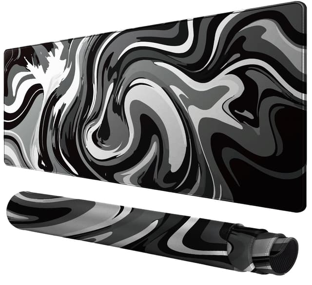 🖱️🖥️ Rcege Großer Mauspad für Schreibtisch - Black & White Abstraction 800L x 400B mm 🖱️🖥️