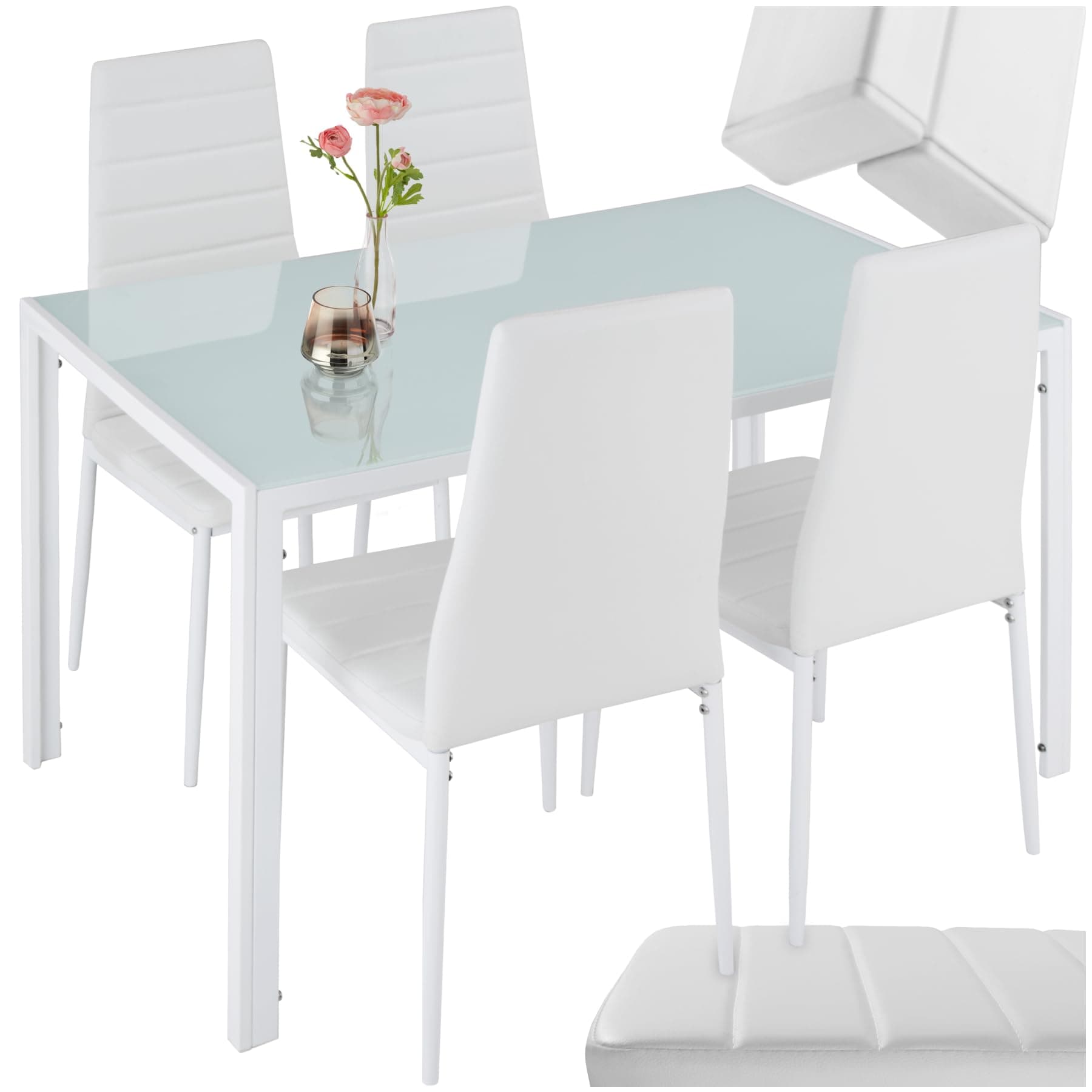 🍽️ Tectake Essgruppe Set: Tisch und Stühle in Weiß 🪑