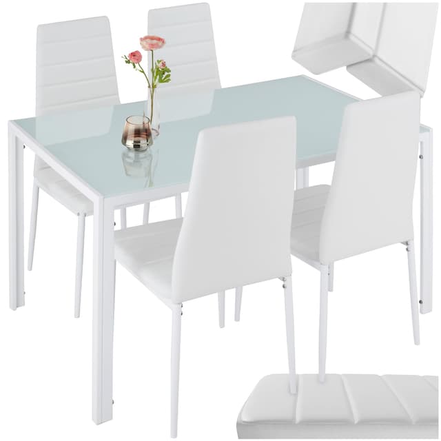 🍽️ Tectake Essgruppe Set: Tisch und Stühle in Weiß 🪑