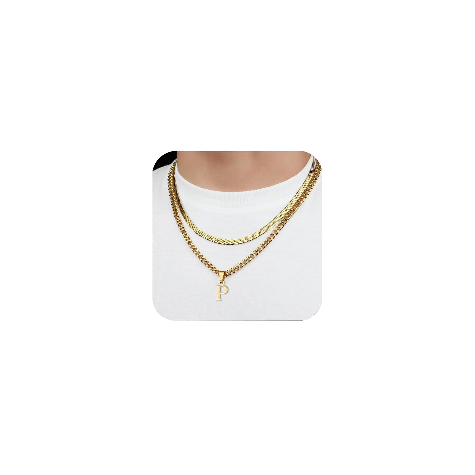 2 Stück Gold Herrenkette mit Buchstaben A-Z 🌟 Hochwertiges Edelstahl 🎁 Perfektes Geschenk für Männer